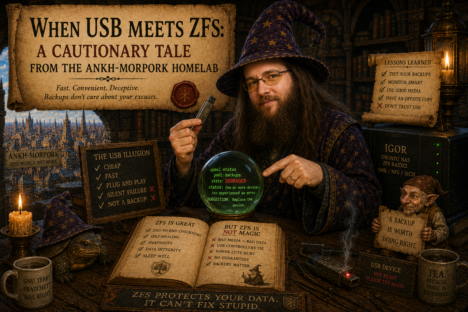 When USB Meets ZFS: A Cautionary Tale from the Ankh-Morpork Homelab